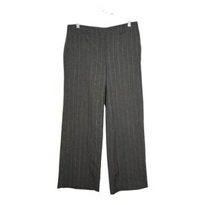 Madison Studio Alexandra Fit Grey Pinstripe Wide Leg Pants Gold Metallic Size 4